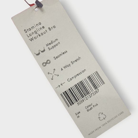 Sweaty Betty Stamina Longline Sports Bra sz M Blush Pink NWT Workout Compression - Picture 5 of 7